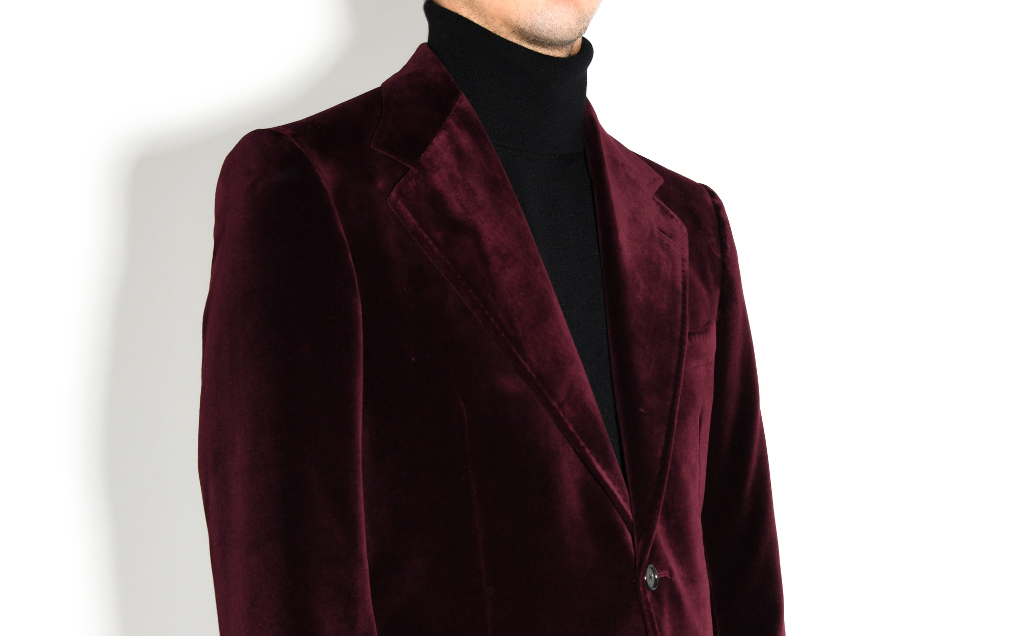 single-breasted jacket in velvet - burgundy | husbands