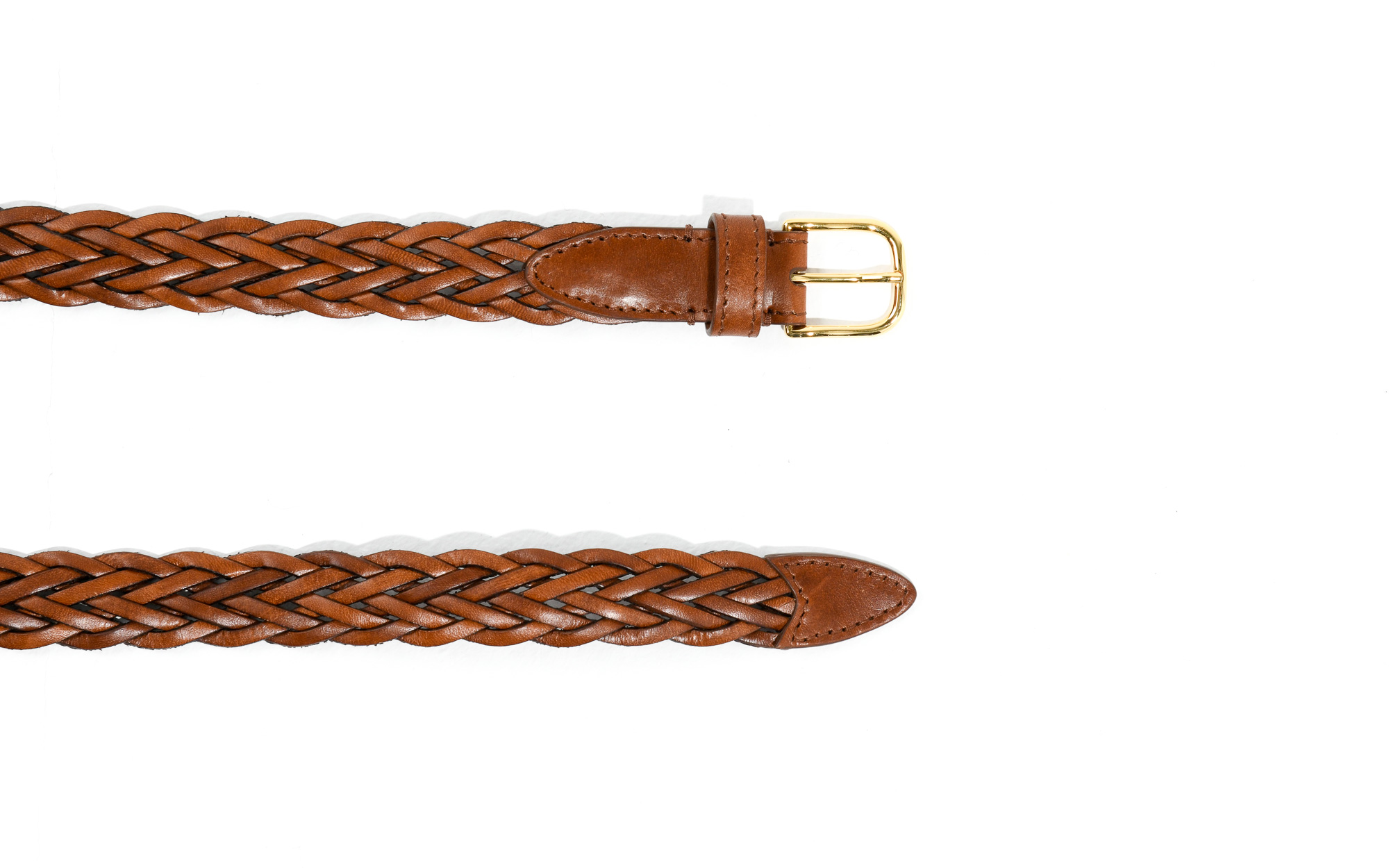 THIN BELT IN BRAIDED LEATHER - COGNAC BROWN | HUSBANDS