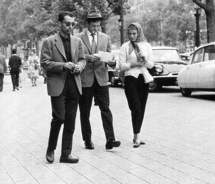 Jean Luc Godard, Jean Paul Belmondo, Jean Seberg. Tournage du film À bout de souffle. 1960. 89 minutes.