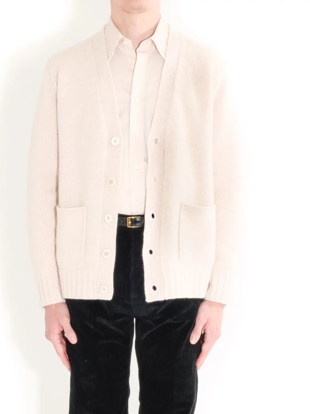 CARDIGAN IN WOOL AND CASHMERE - OAT
