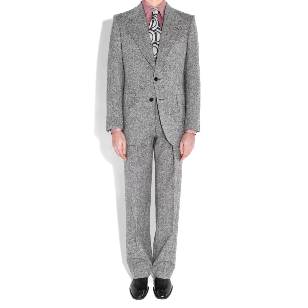SINGLE-BREASTED SUIT IN TWEED - BLACK AND WHITE