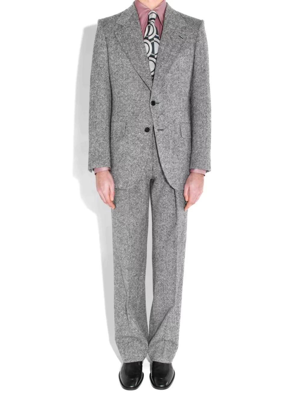 SINGLE-BREASTED SUIT IN TWEED - BLACK AND WHITE