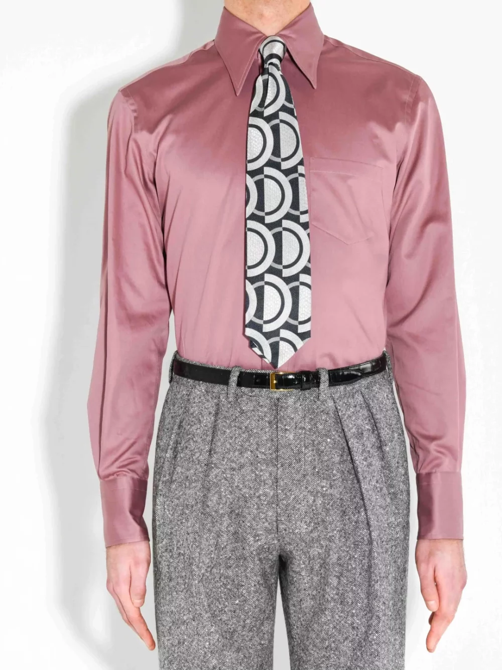 WIDE COLLAR SHIRT IN COTTON SATEEN - MAUVE
