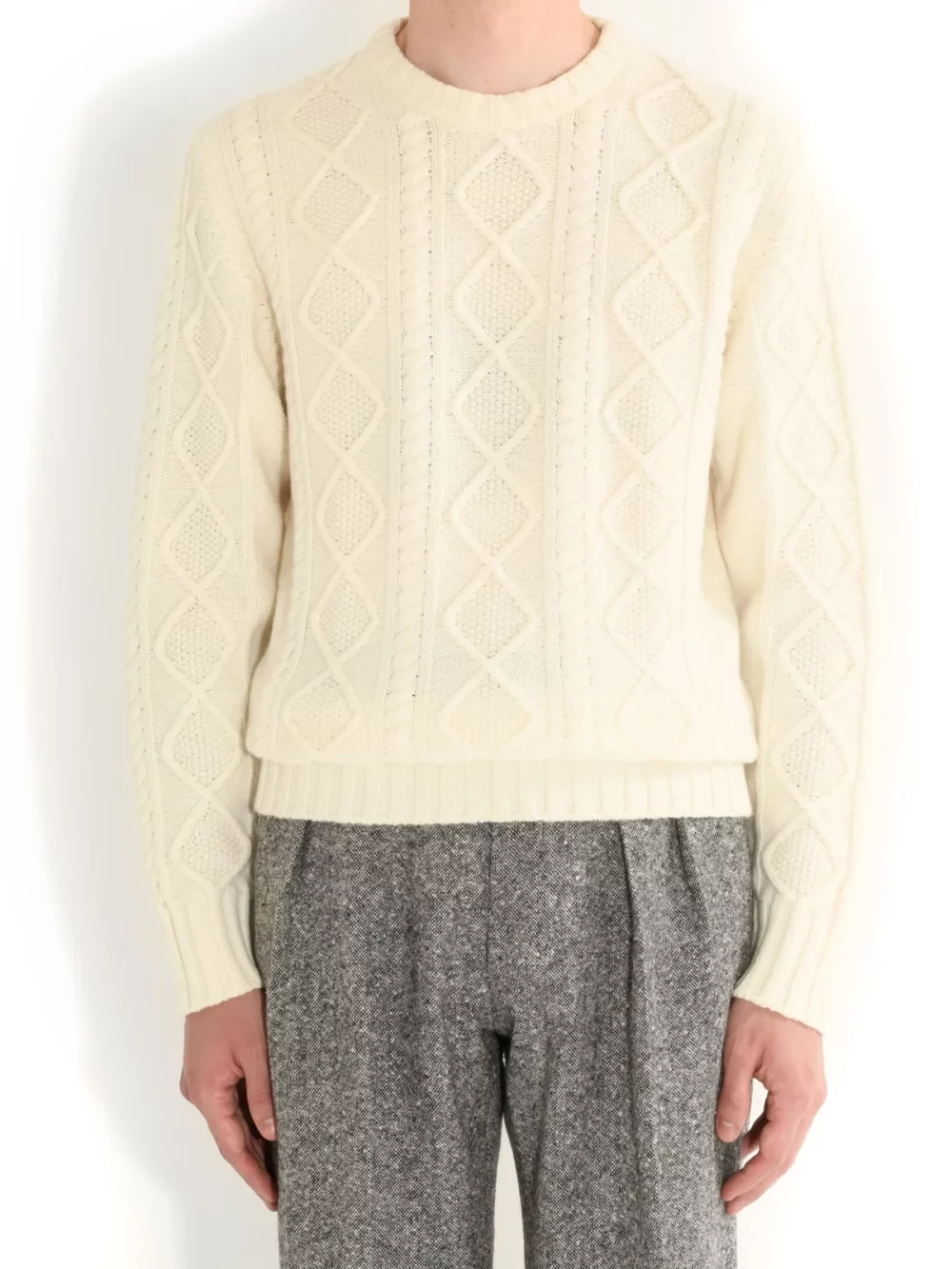 CREW NECK SWEATER IN WOOL AND CASHMERE – OFF WHITE