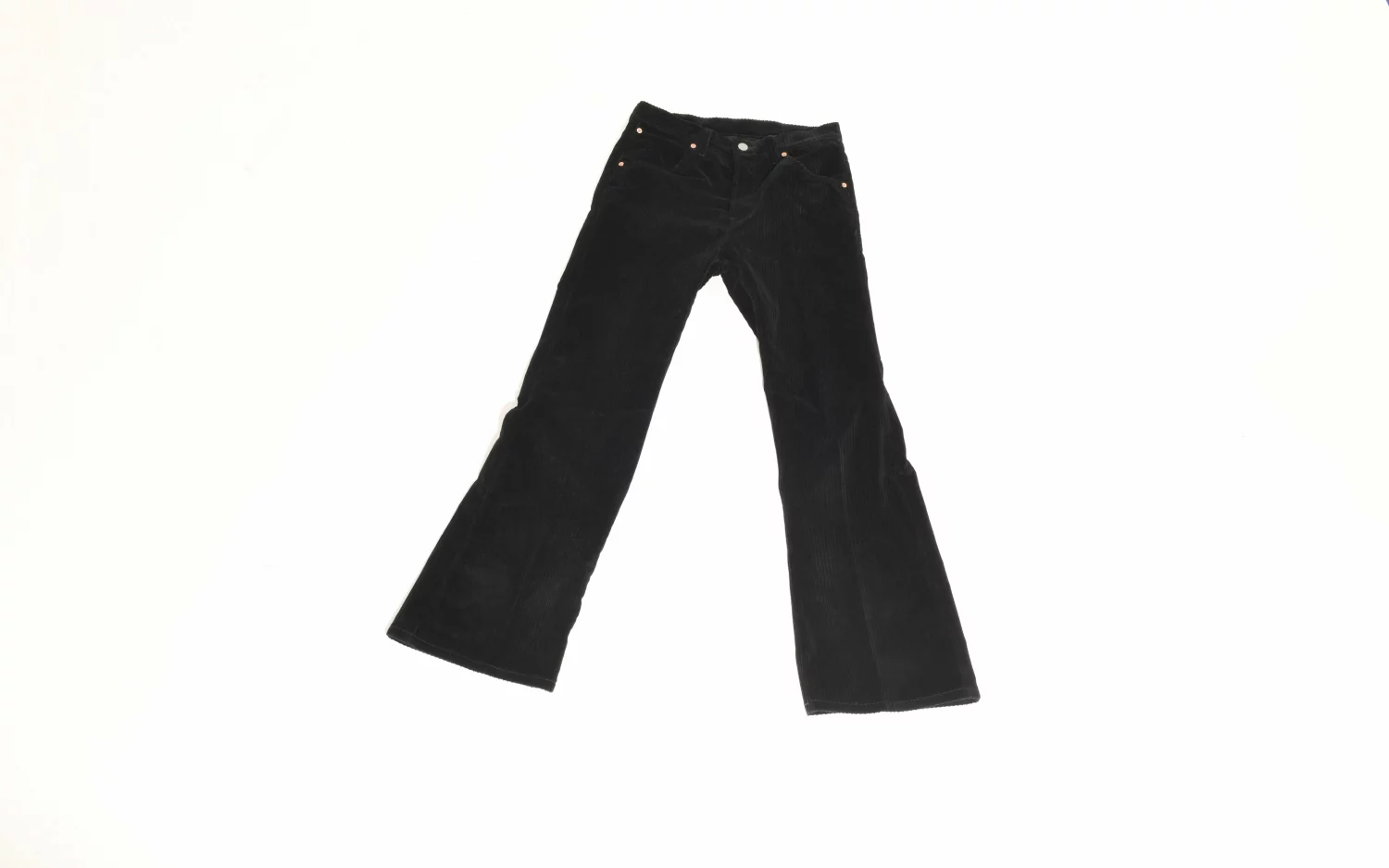 FLARED HIGH-WAISTED JEANS IN CORDUROY - BLACK | HUSBANDS