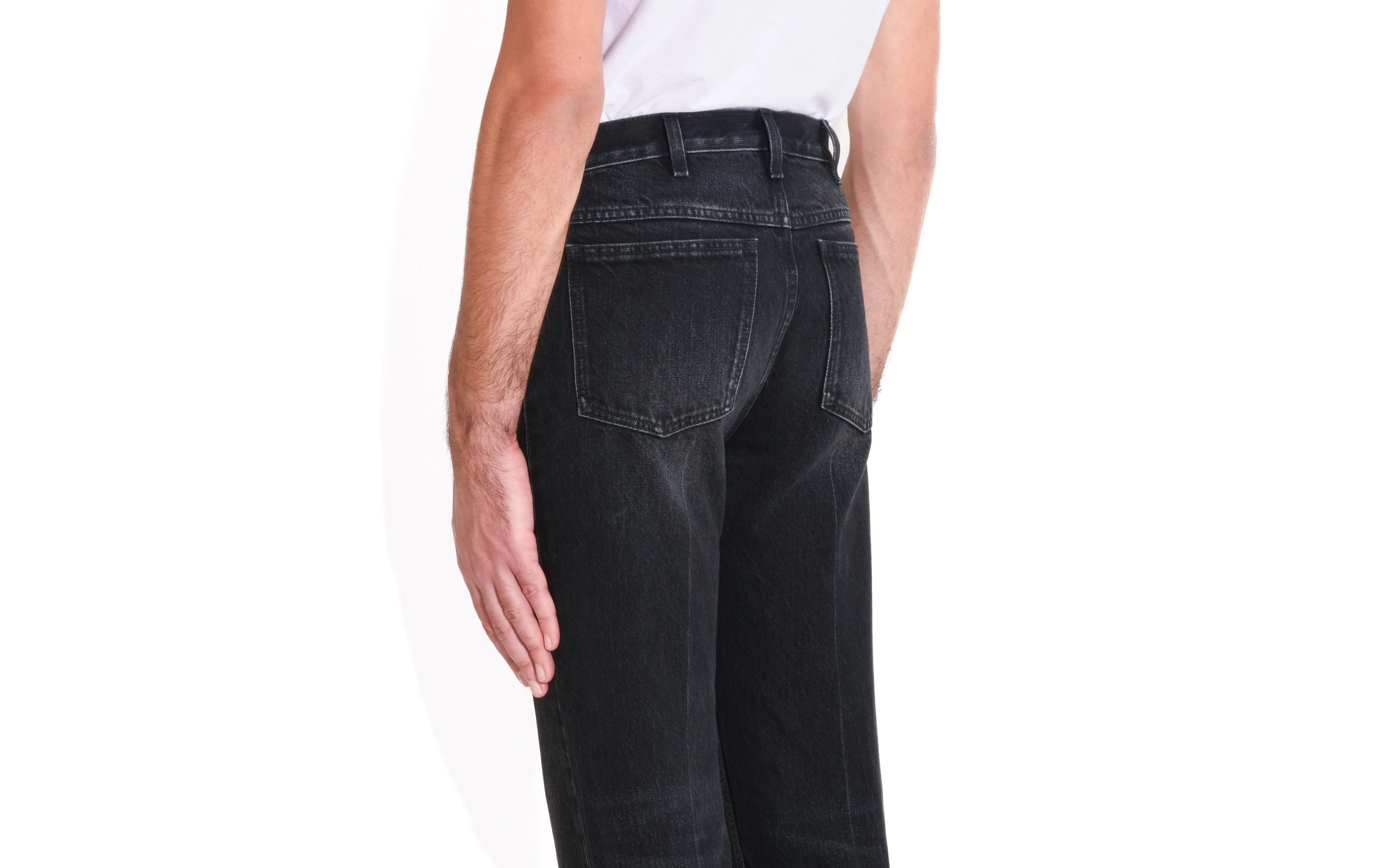 FLARED HIGH WAISTED JEANS IN DENIM WASHED BLACK HUSBANDS