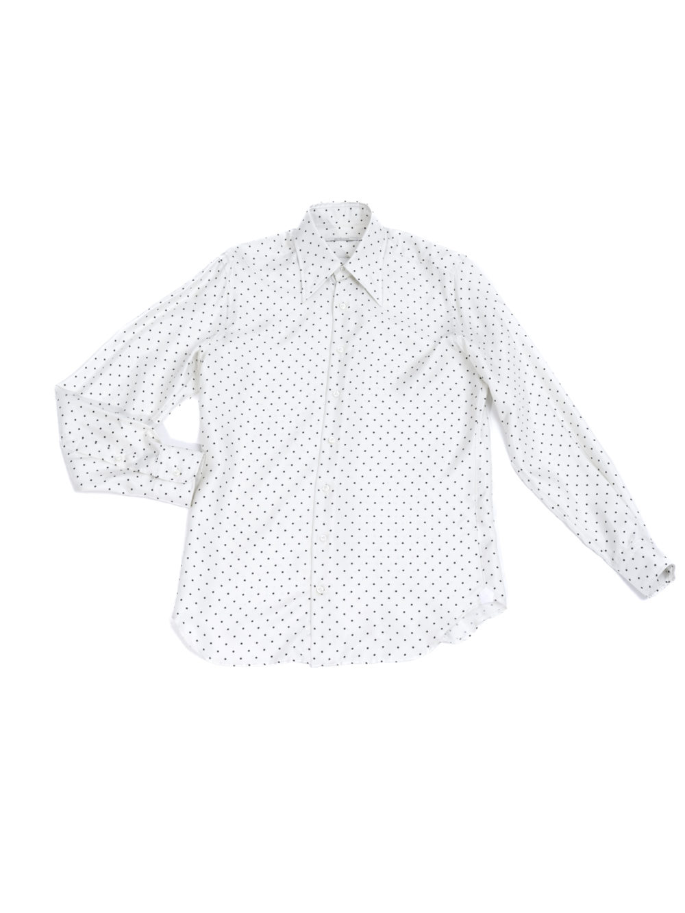 CHEMISE COL LARGE EN SOIE - NOIRE À POIS NOIR