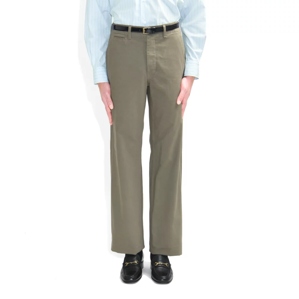 WIDE HIGH-WAISTED CHINO IN COTTON DRILL - KHAKI