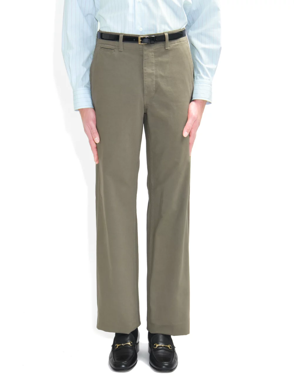 WIDE HIGH-WAISTED CHINO IN COTTON DRILL - KHAKI
