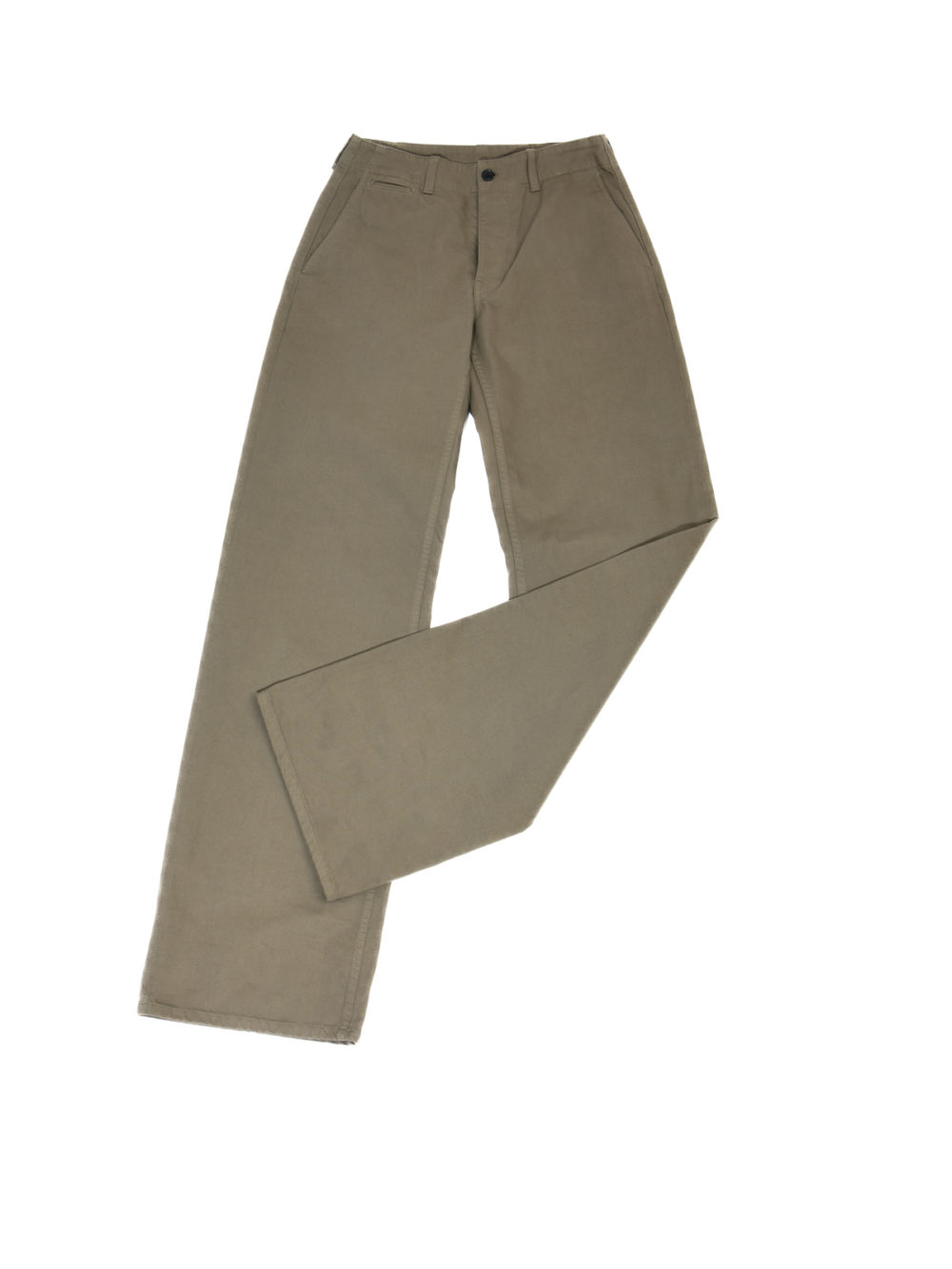 WIDE HIGH-WAISTED CHINO IN COTTON DRILL - KHAKI