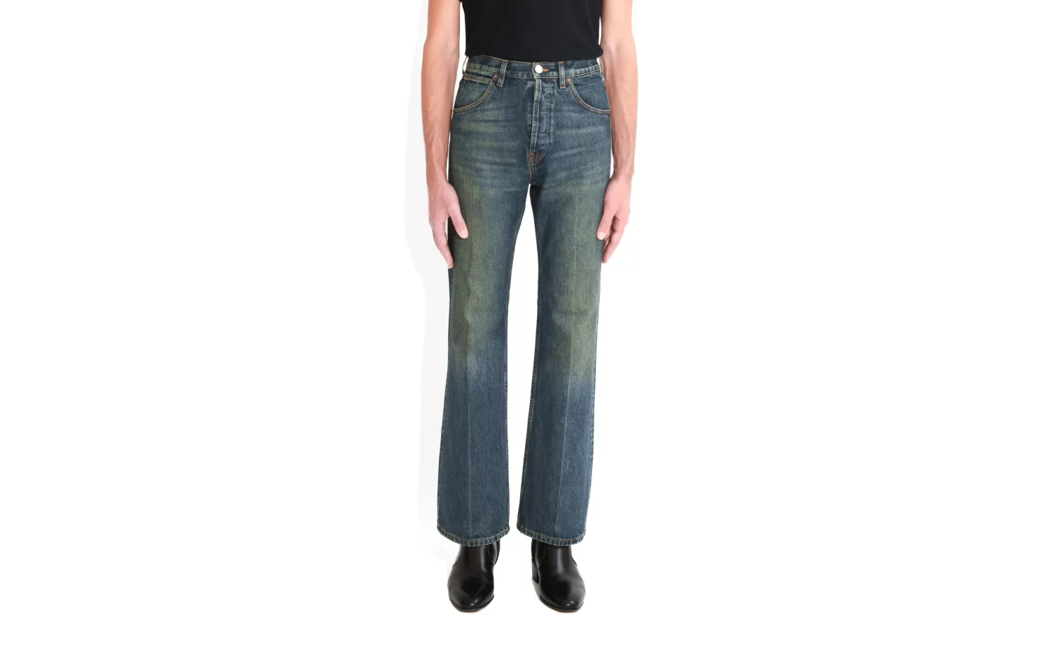 _JEAN ÉVASÉ TAILLE HAUTE EN DENIM - INDIGO DÉLAVÉ-5