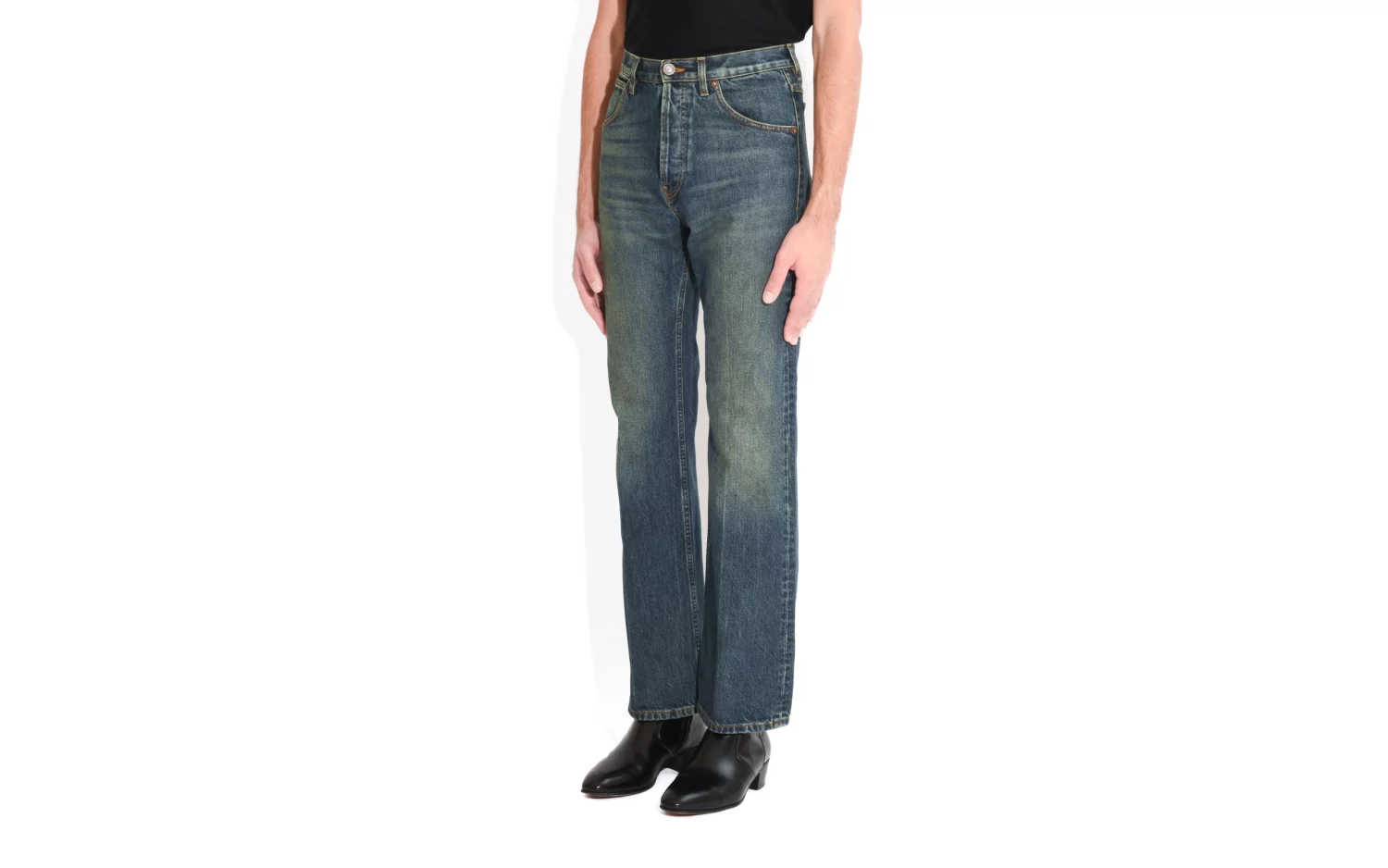 _JEAN ÉVASÉ TAILLE HAUTE EN DENIM - INDIGO DÉLAVÉ-5