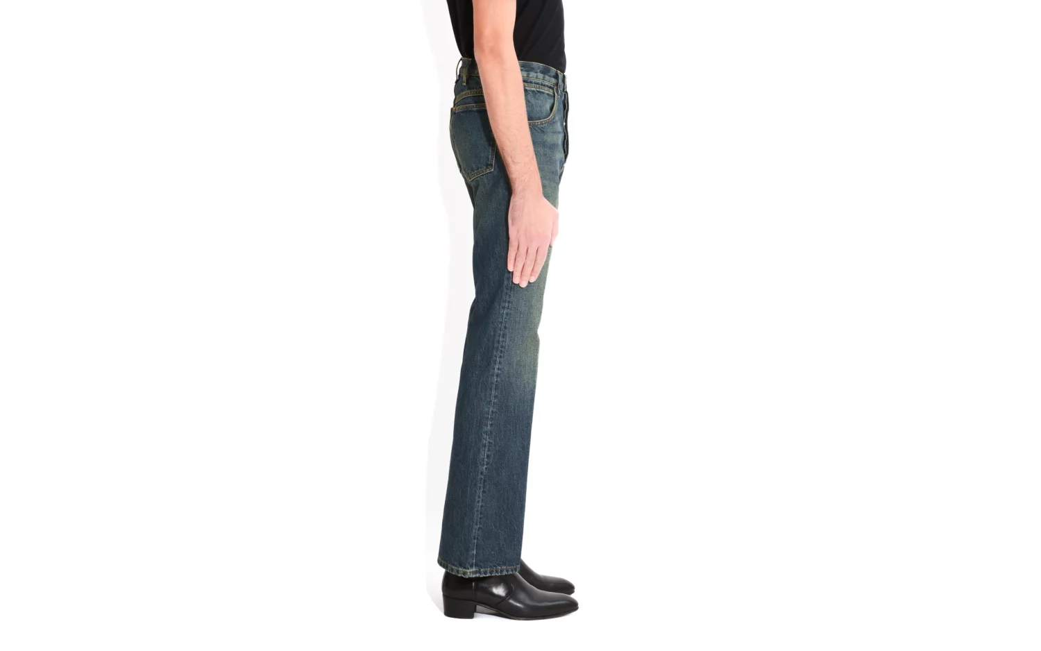 _JEAN ÉVASÉ TAILLE HAUTE EN DENIM - INDIGO DÉLAVÉ-5
