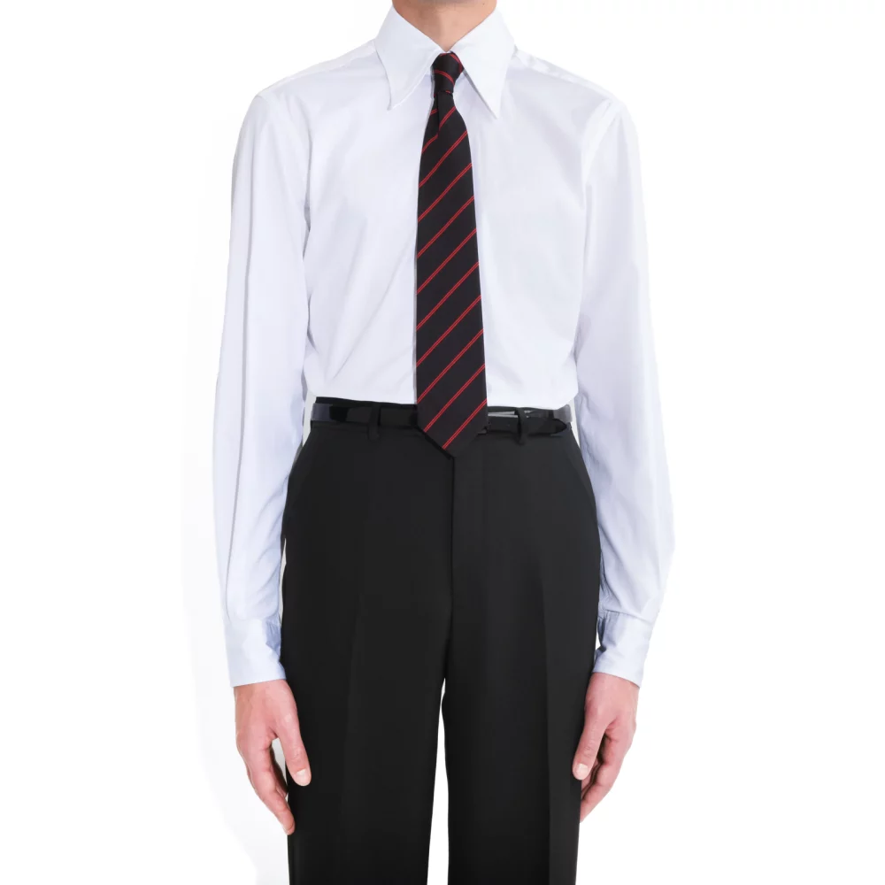 TIE IN SILK - BLACK WITH RED STRIPES