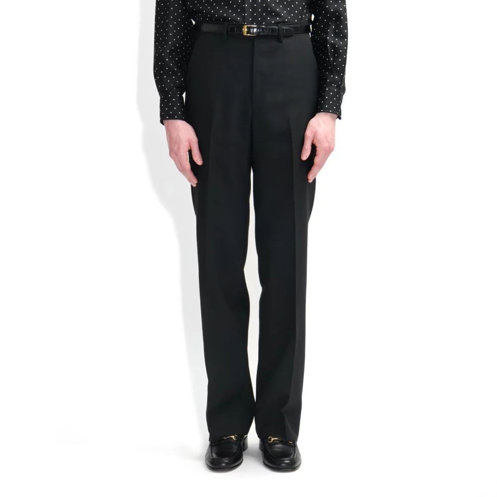 WIDE HIGH-WAISTED TROUSERS IN WORSTED WOOL - BLACK