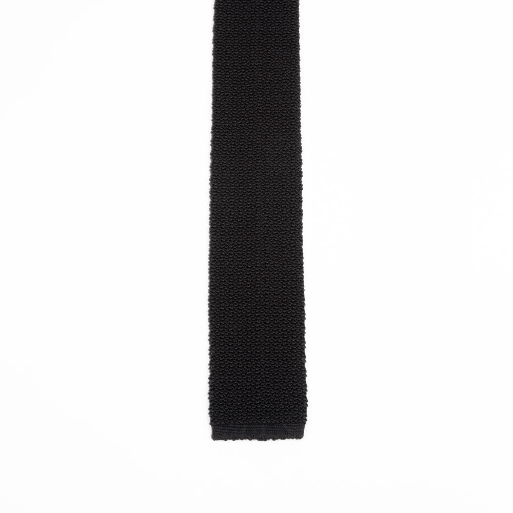 KNIT TIE IN SILK - BLACK