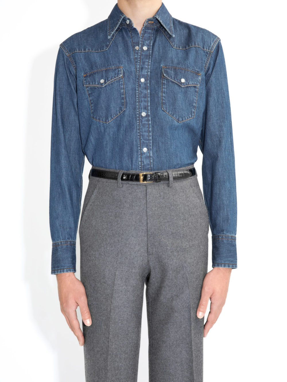 CHEMISE WESTERN EN DENIM - BLUE1