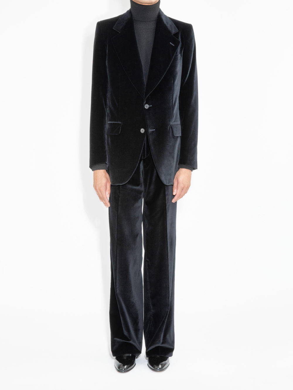 COSTUME DROIT EN VELOURS - NOIR1