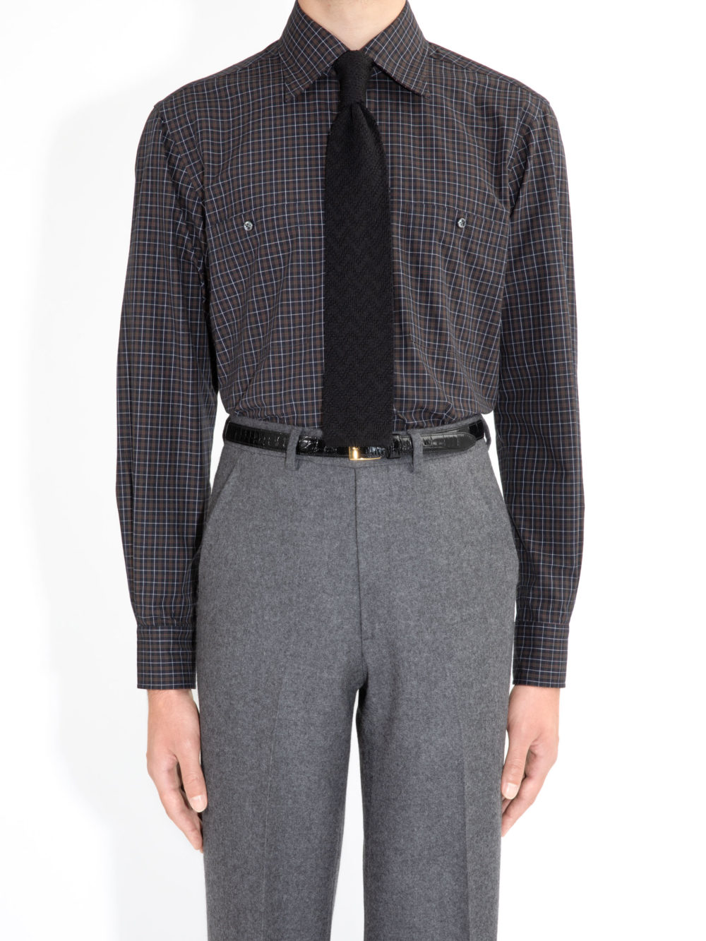 ABSTRACT KNIT TIE IN SILK - BLACK