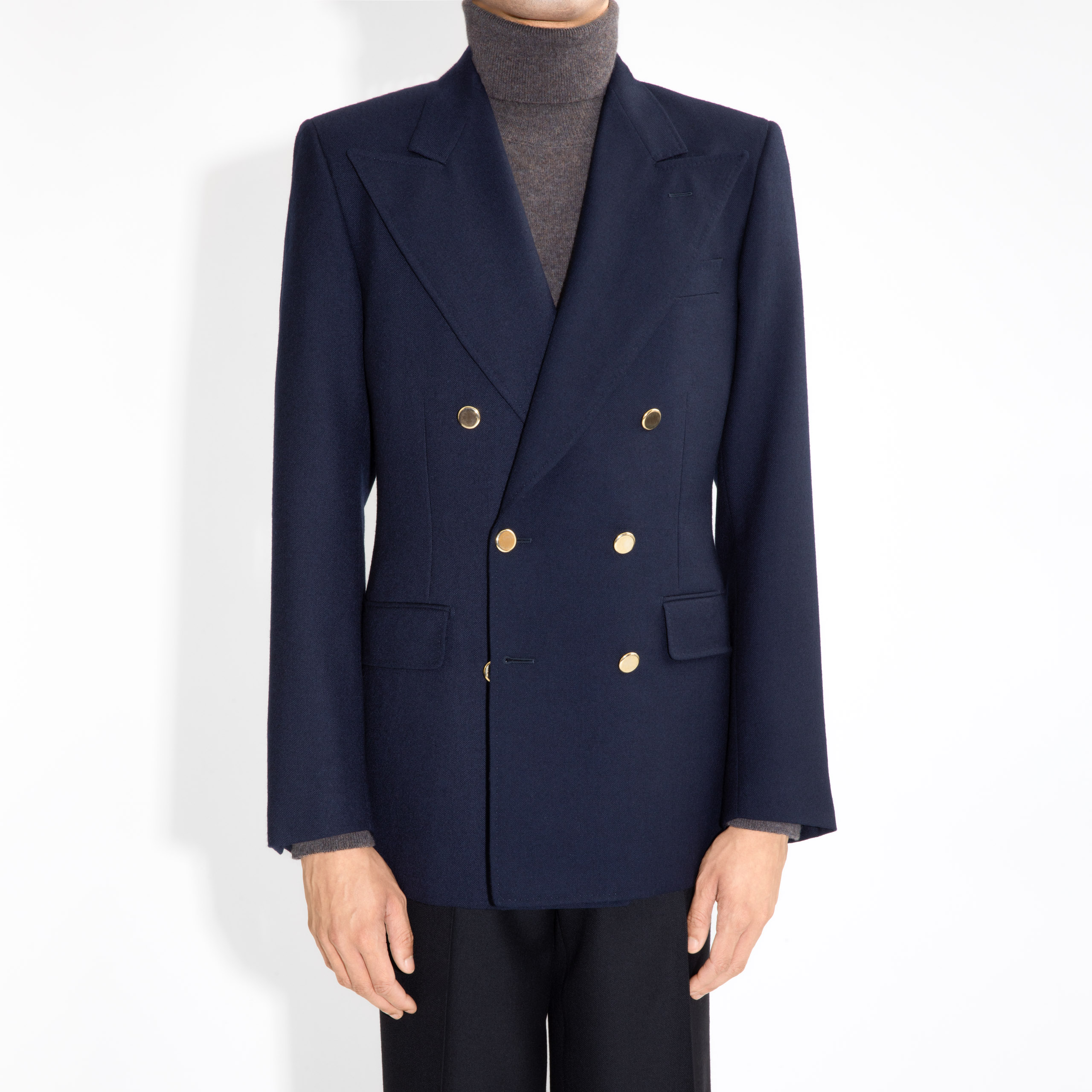 DOUBLE-BREASTED JACKET IN TWILL – NAVY1