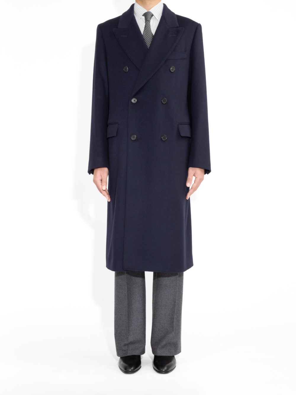 MANTEAU CROISÉ EN SERGÉ - BLEU MARINE1