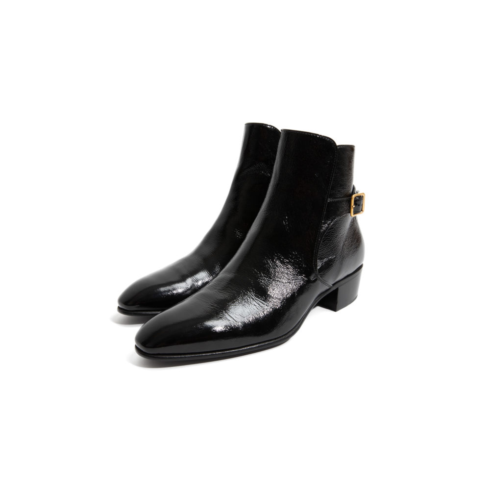 JODHPUR BOOTS IN CRACKLED PATENT LEATHER - BLACK