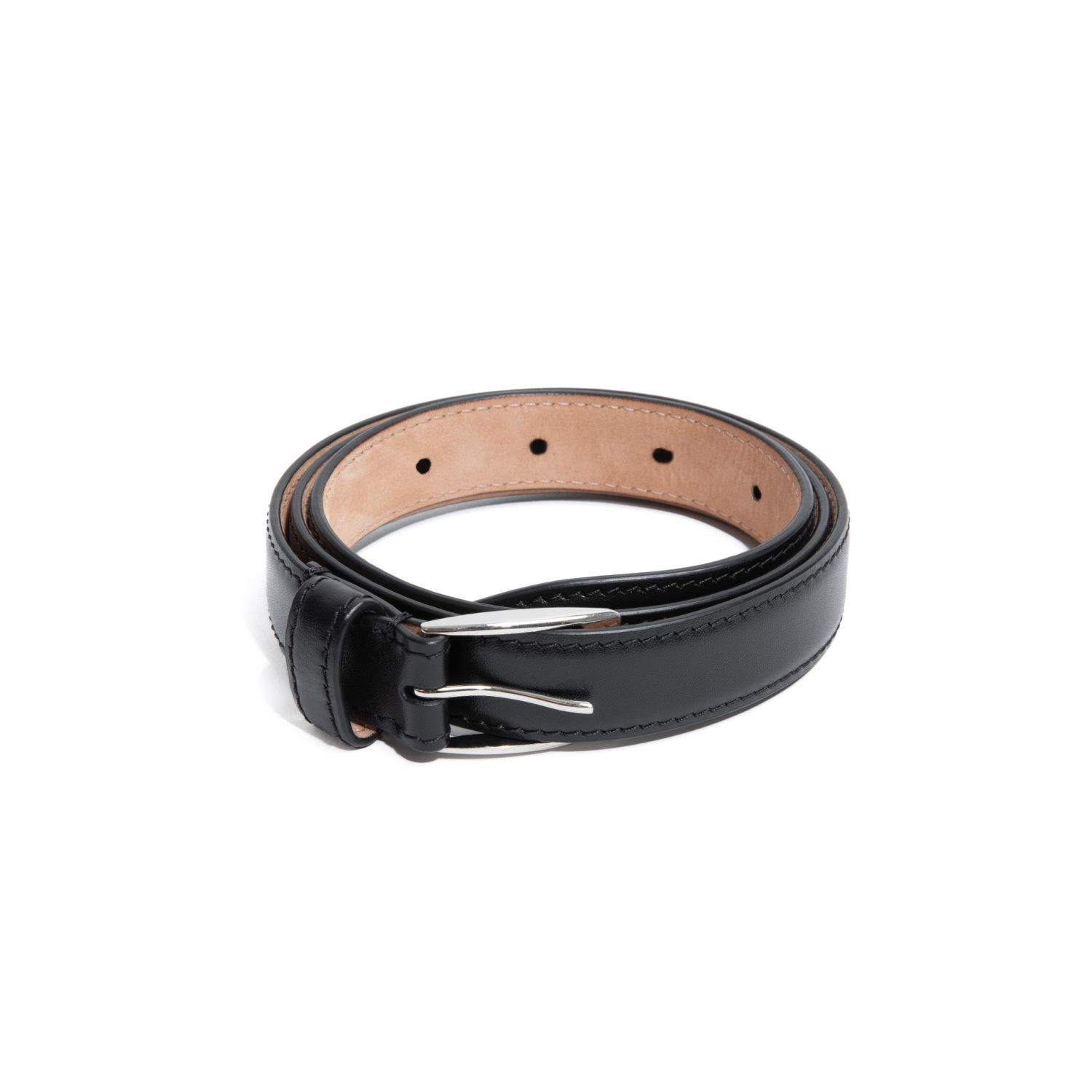 CEINTURE FINE EN CUIR DE VEAU BOX - NOIRE_1