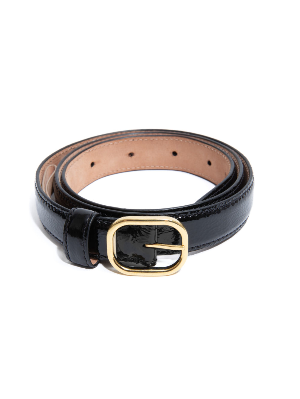 CEINTURE FINE EN CUIR DE VEAU VERNI CRAQUELÉ - NOIRE_1