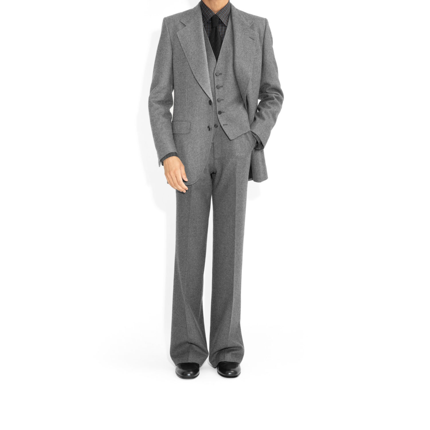 COSTUME DROIT EN FLANELLE - GRIS9