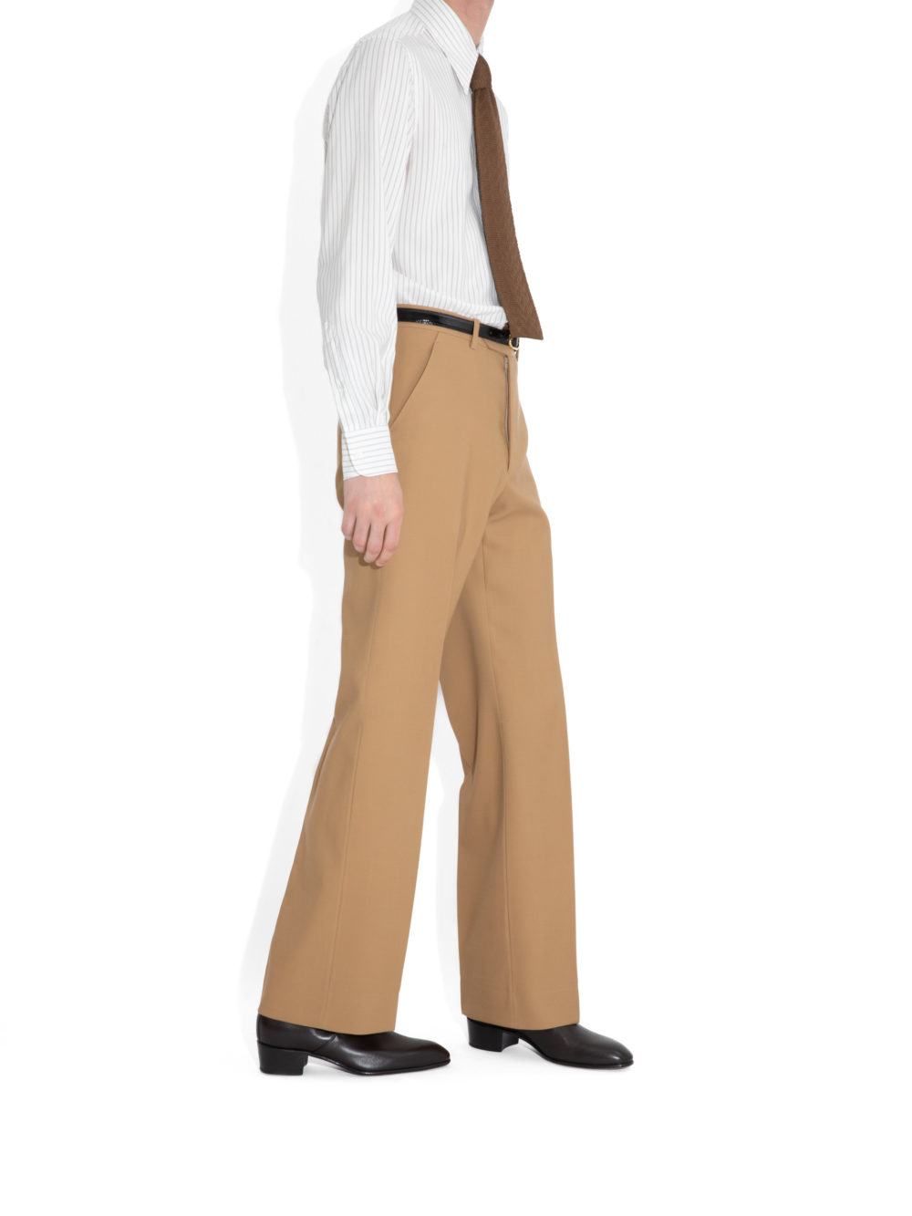 PANTALON ÉVASÉ TAILLE HAUTE EN DOESKIN - BEIGE_2