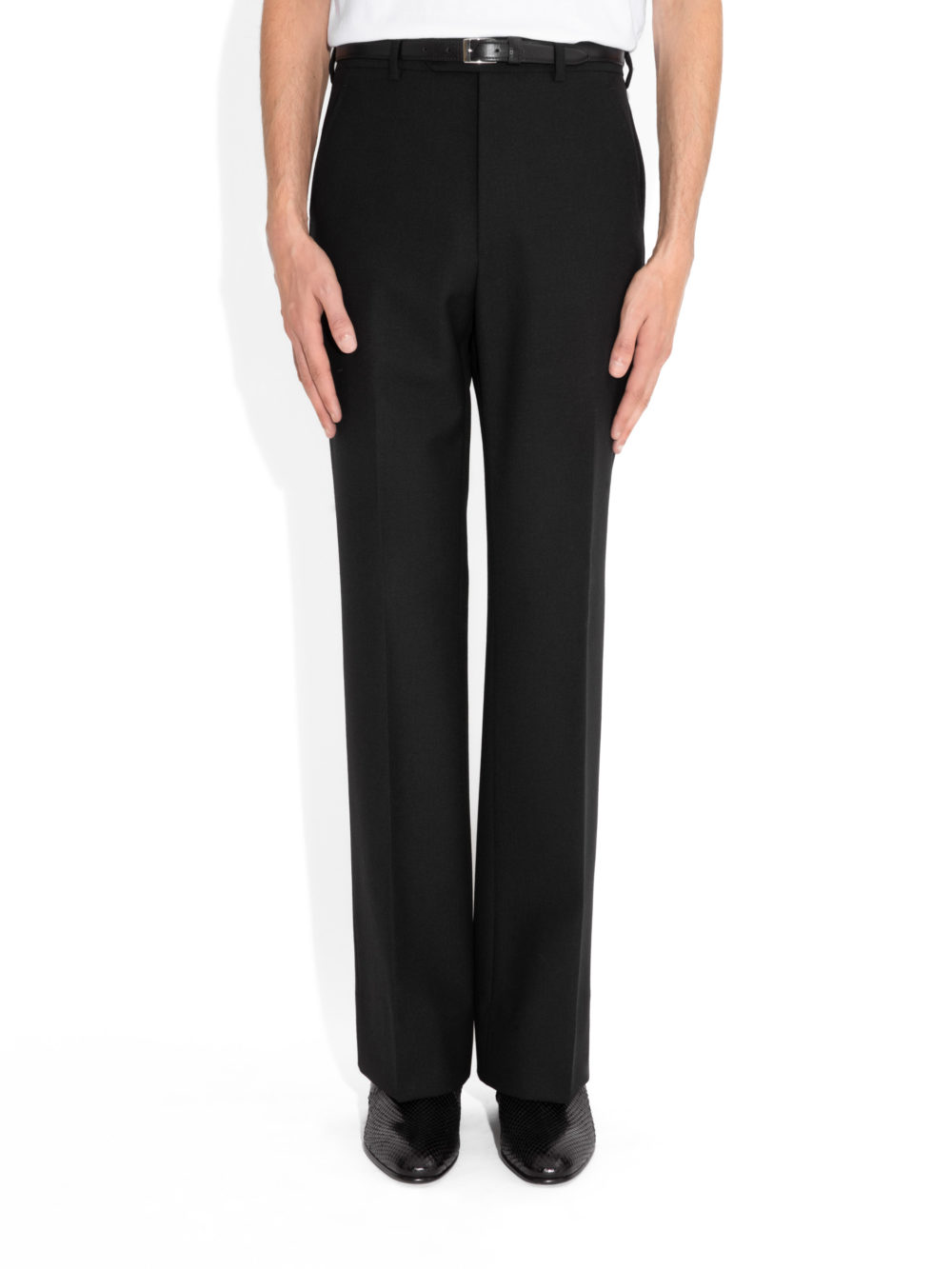 PANTALON ÉVASÉ TAILLE HAUTE EN FRESCO - NOIR-3