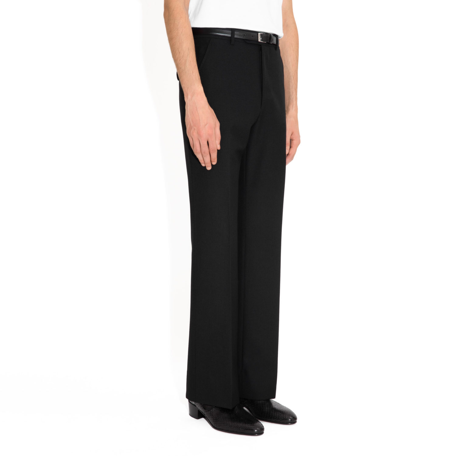 PANTALON ÉVASÉ TAILLE HAUTE EN FRESCO - NOIR-3