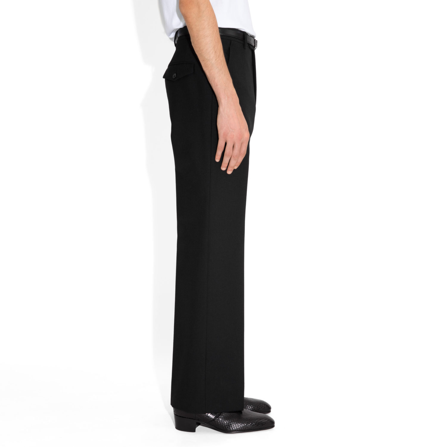 PANTALON ÉVASÉ TAILLE HAUTE EN FRESCO - NOIR-3