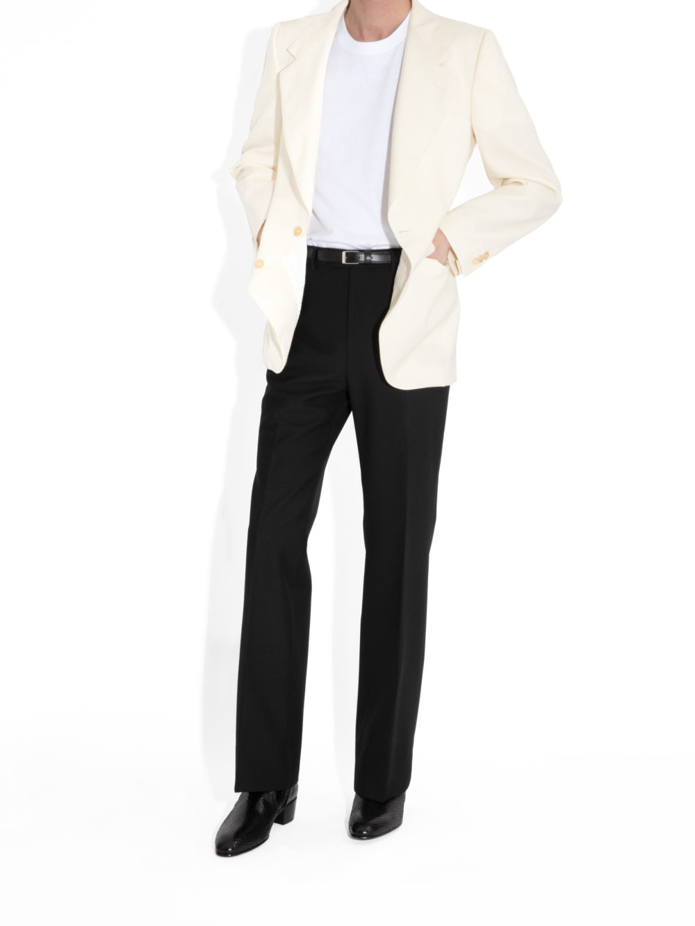 PANTALON ÉVASÉ TAILLE HAUTE EN FRESCO - NOIR-3