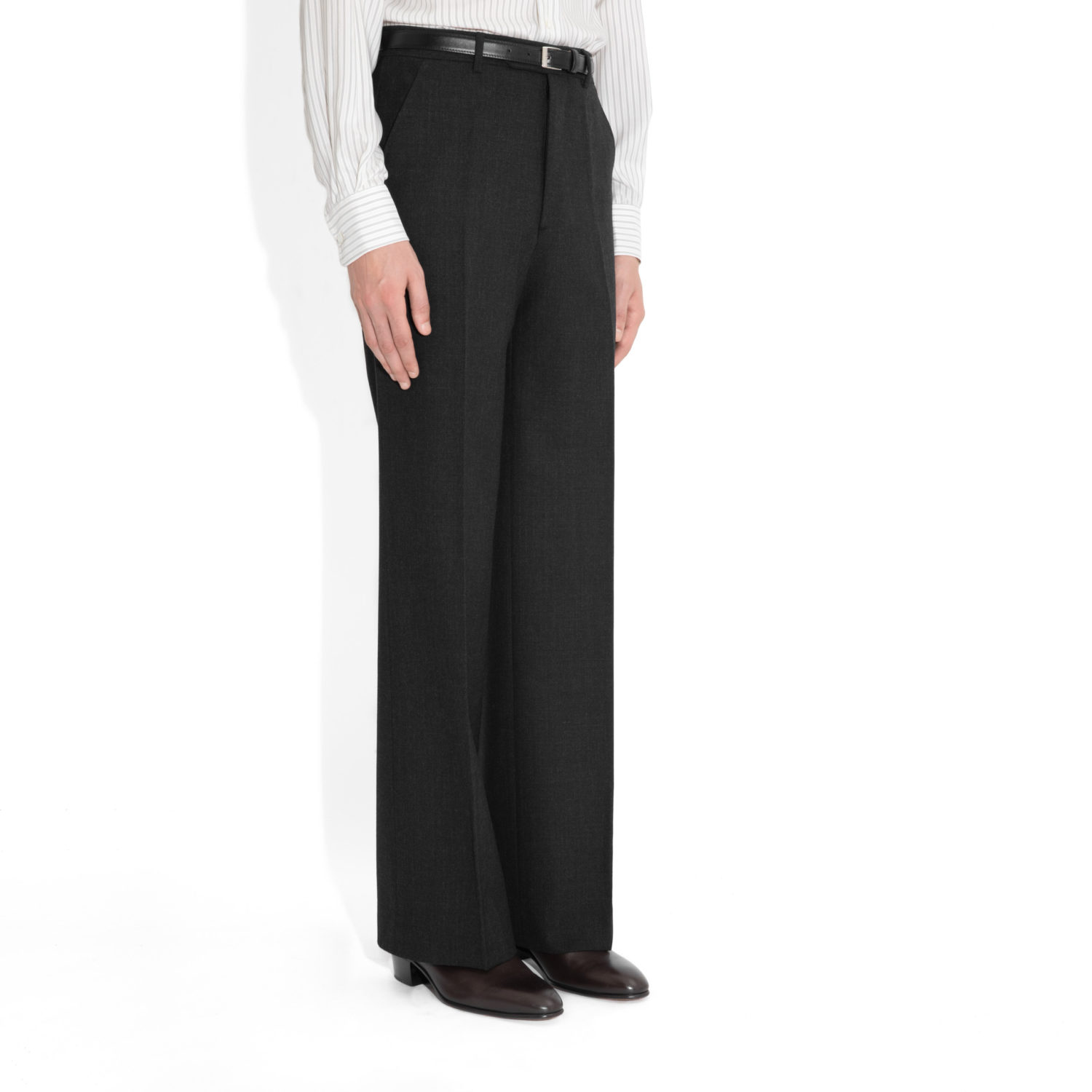 PANTALON LARGE TAILLE HAUTE EN FRESCO - ANTHRACITE_1