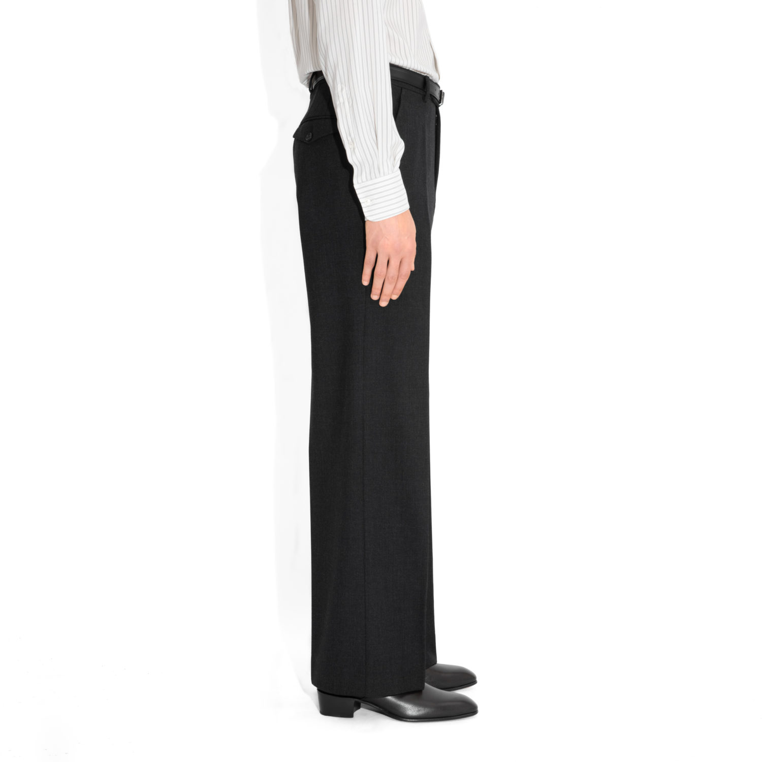 PANTALON LARGE TAILLE HAUTE EN FRESCO - ANTHRACITE_1