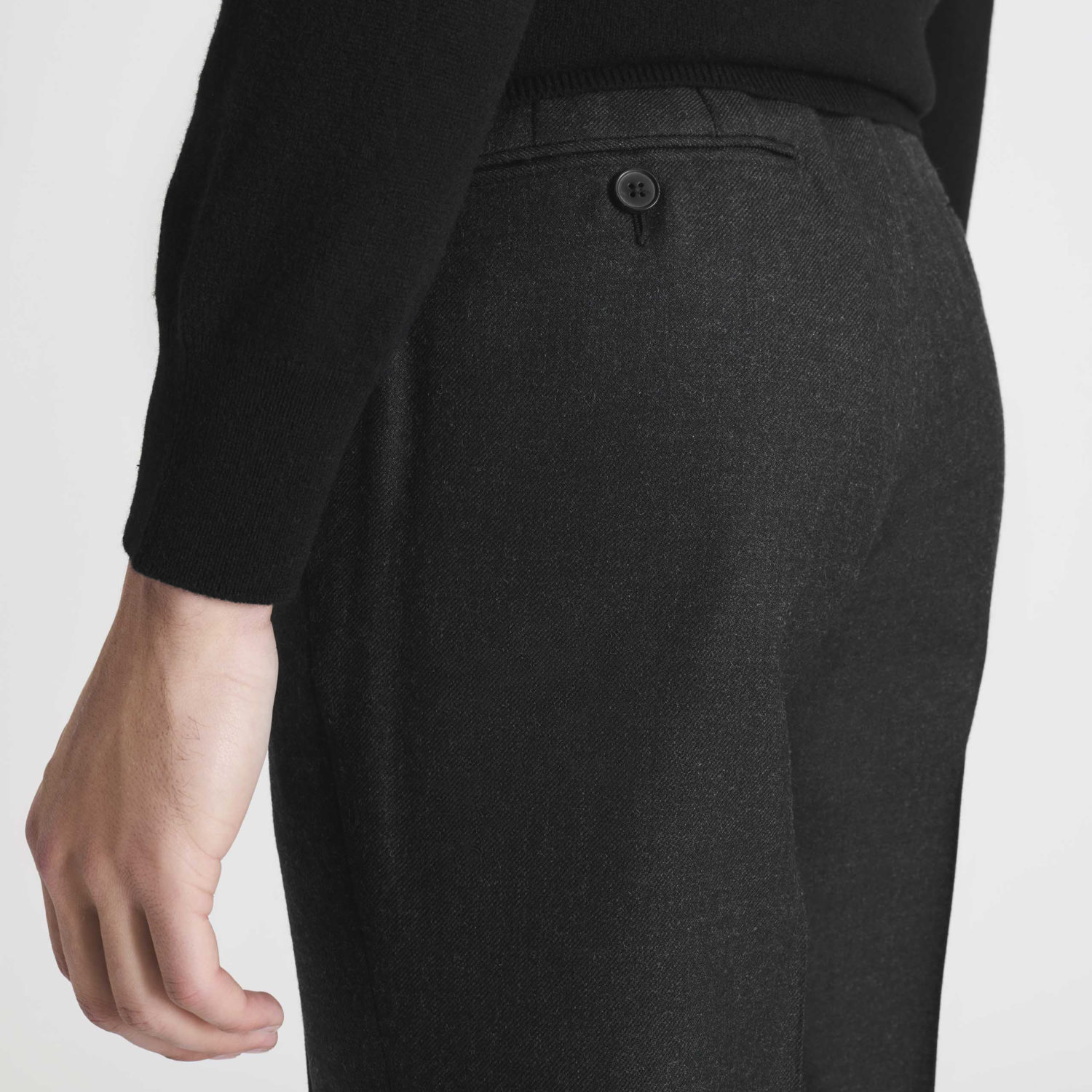 STRAIGHT HIGH-WAISTED TROUSERS IN TWILL - ANTHRACITE - Image 2