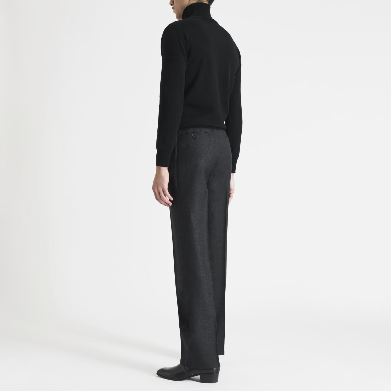STRAIGHT HIGH-WAISTED TROUSERS IN TWILL - ANTHRACITE - Image 3