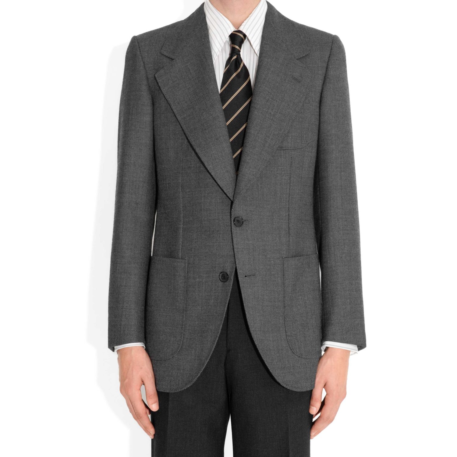 SINGLE-BREASTED JACKET IN BIRDSEYE - GREY