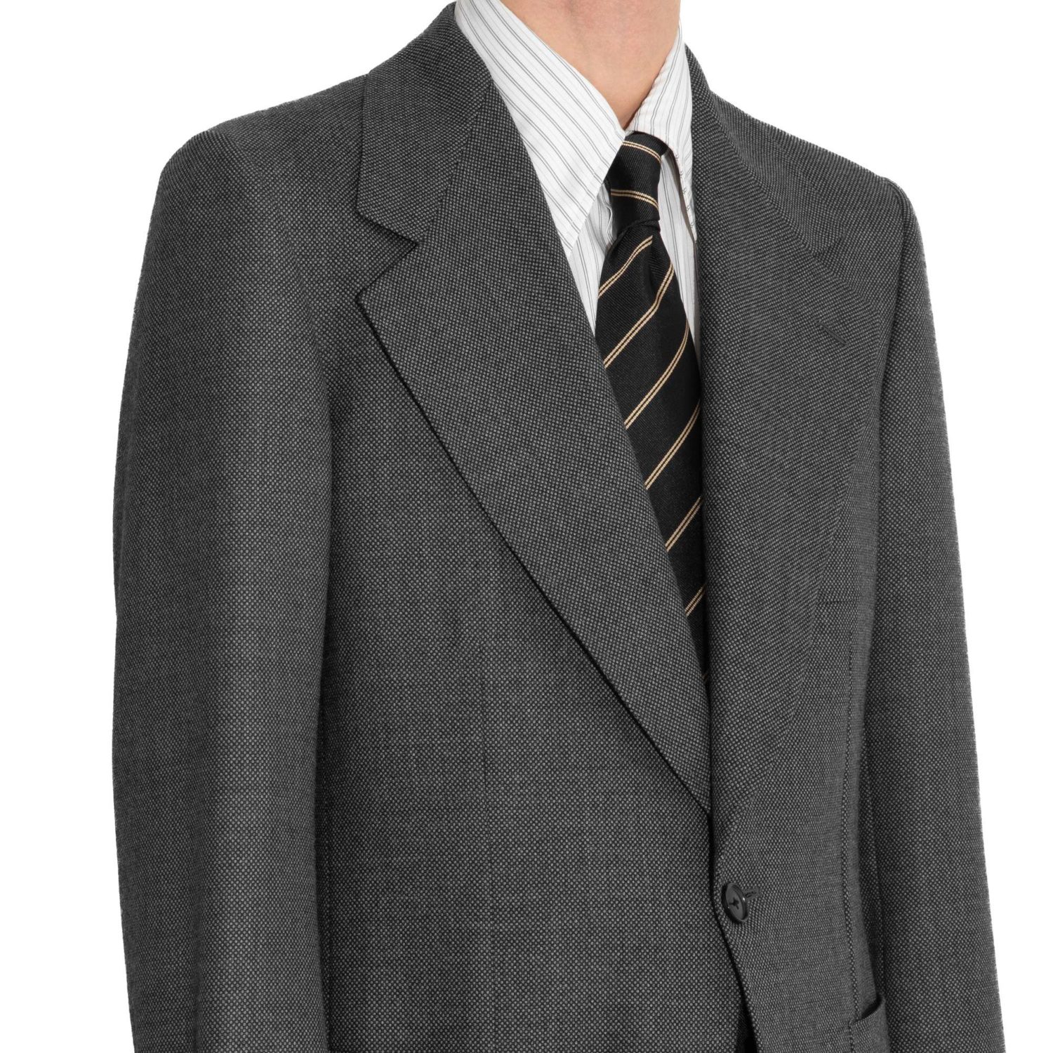 SINGLE-BREASTED JACKET IN BIRDSEYE - GREY - Image 2