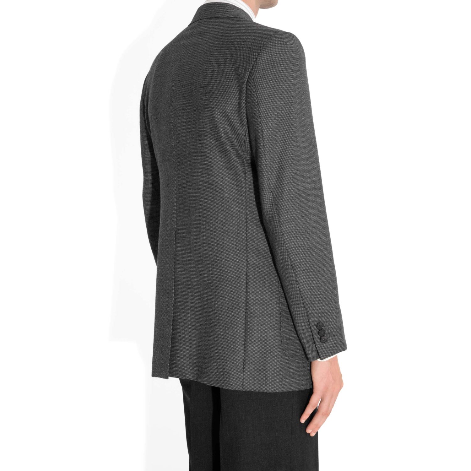 SINGLE-BREASTED JACKET IN BIRDSEYE - GREY - Image 3