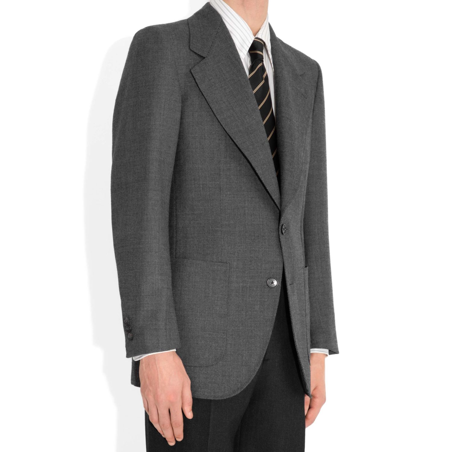 SINGLE-BREASTED JACKET IN BIRDSEYE - GREY - Image 5