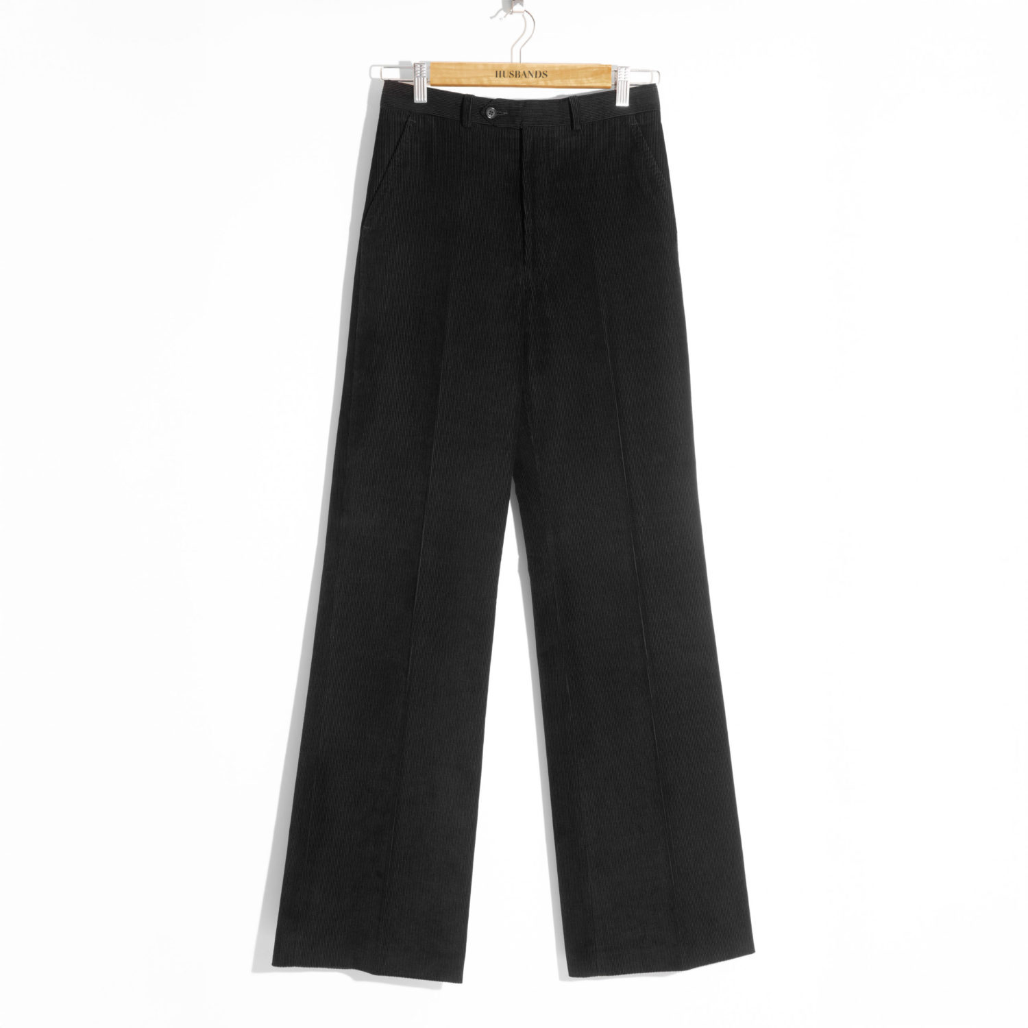 FLARED HIGH-WAISTED TROUSERS IN CORDUROY - BLACK