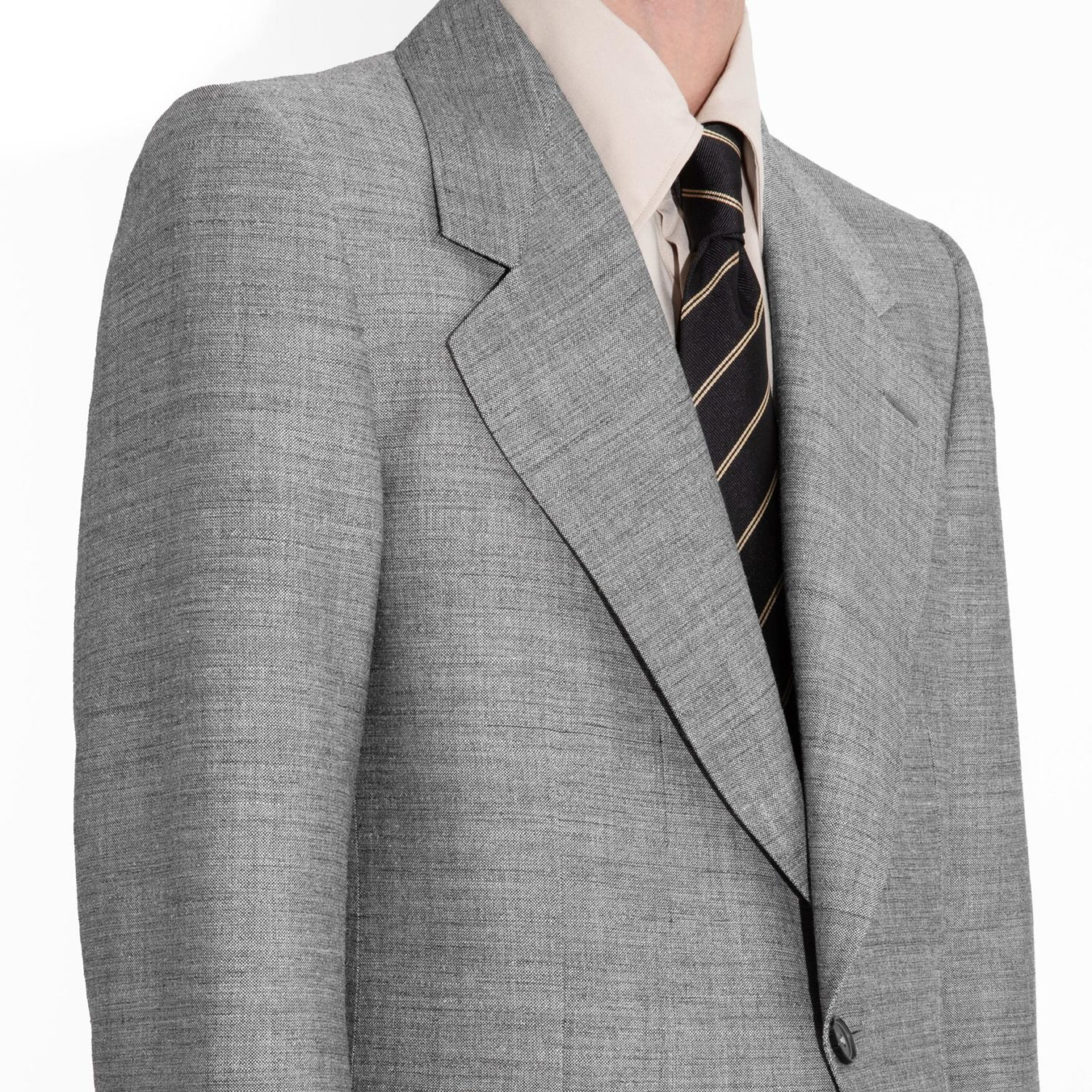 SINGLE-BREASTED SUIT IN VISCOSE, WOOL AND GOAT HAIR - GREY - Image 2