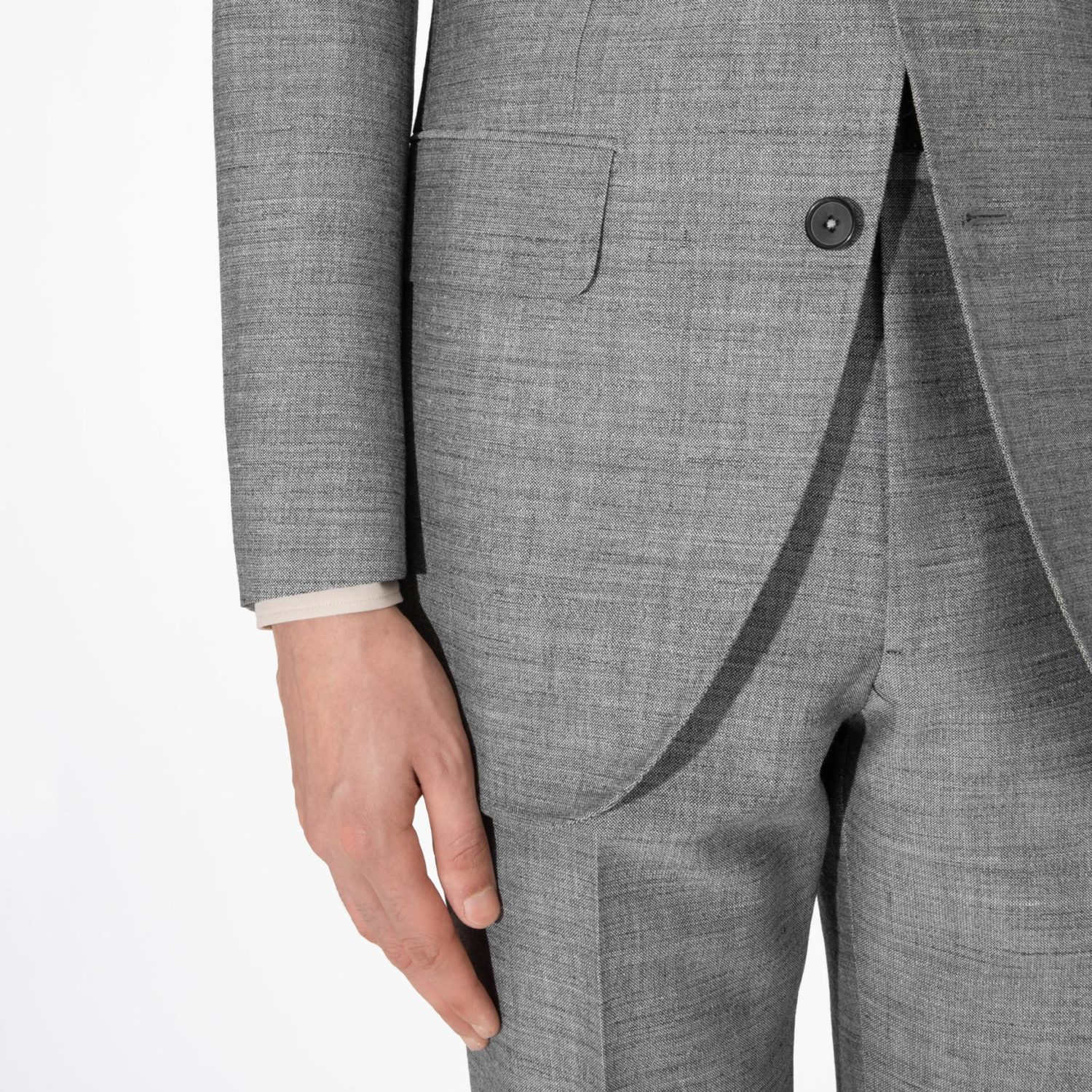 SINGLE-BREASTED SUIT IN VISCOSE, WOOL AND GOAT HAIR - GREY - Image 4