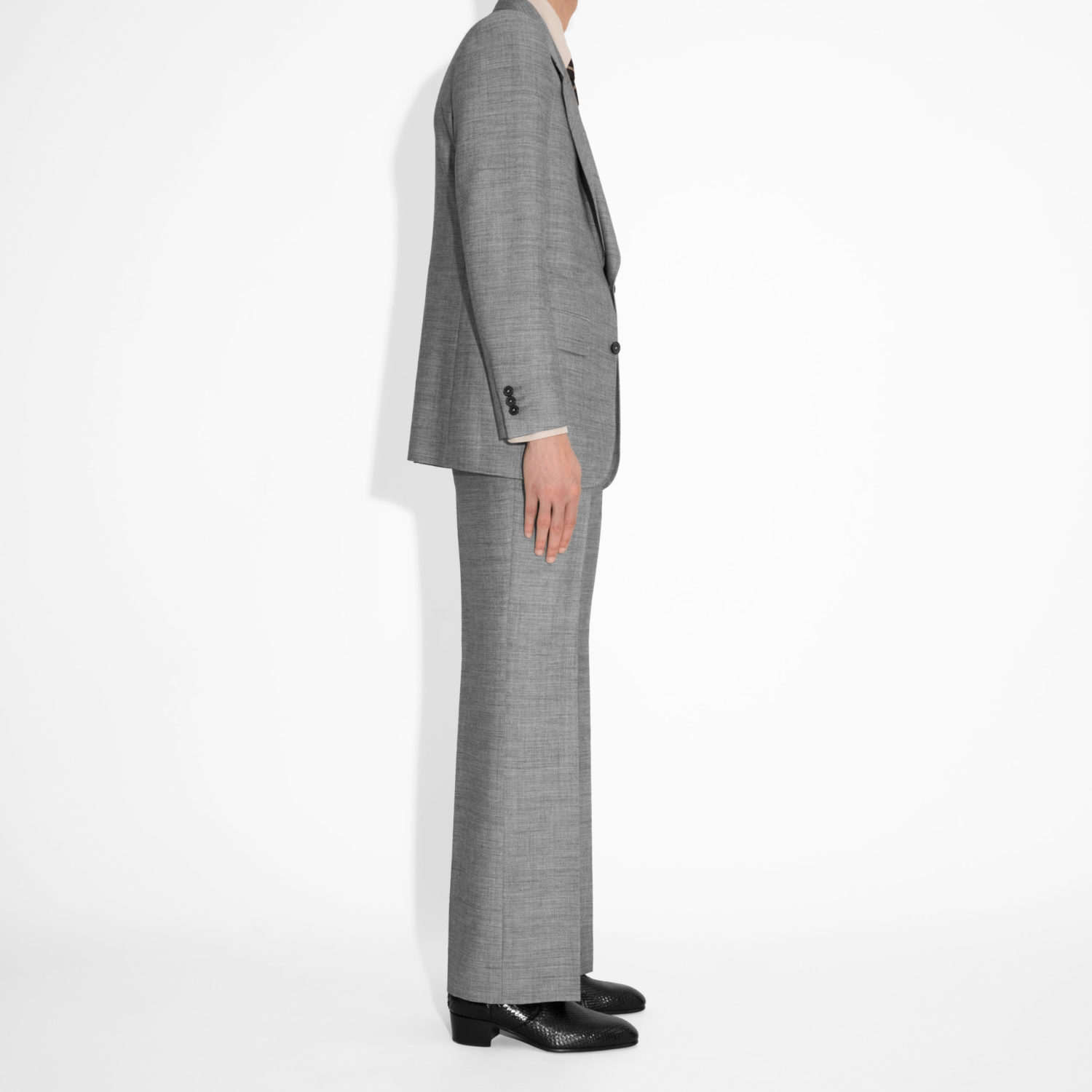 SINGLE-BREASTED SUIT IN VISCOSE, WOOL AND GOAT HAIR - GREY - Image 5