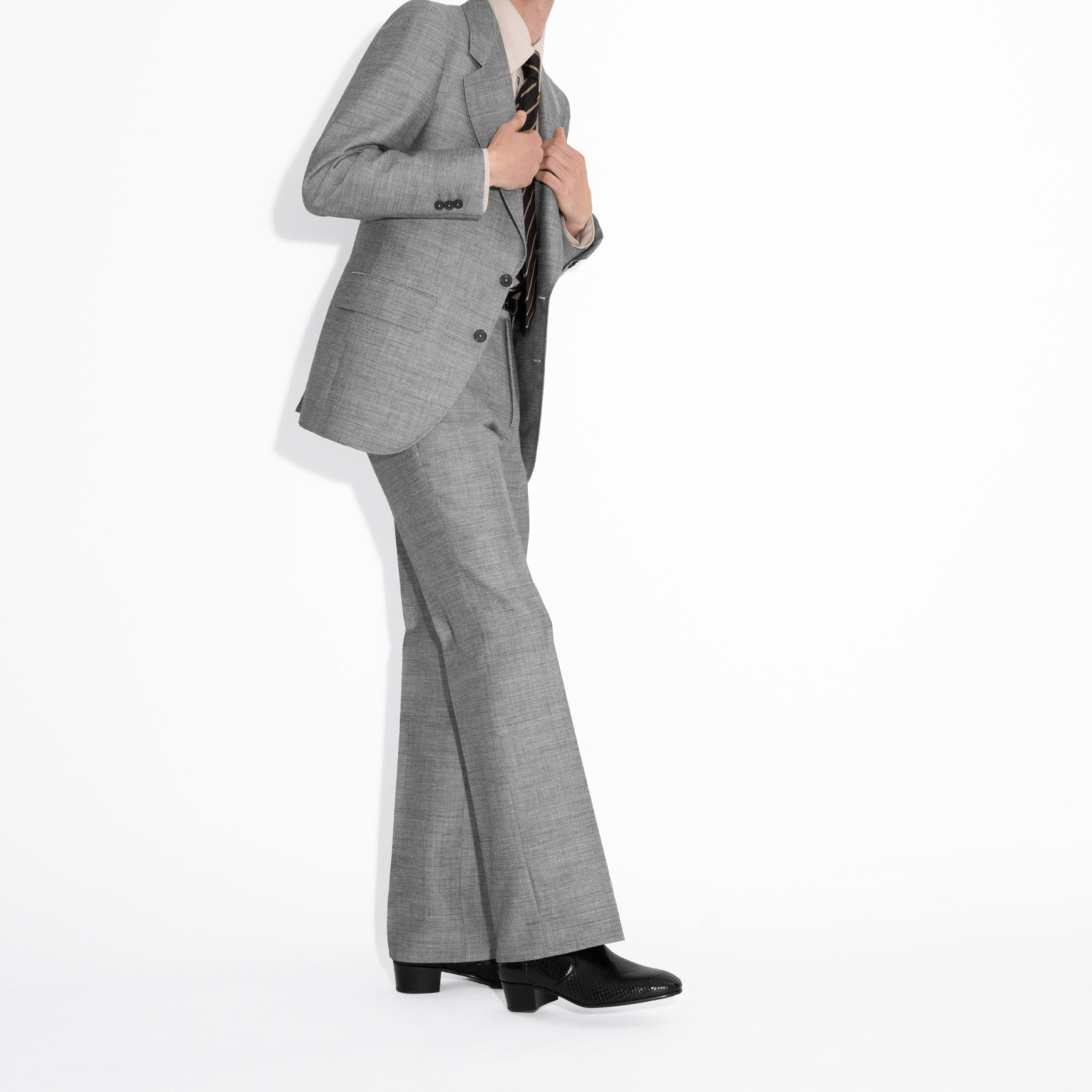 SINGLE-BREASTED SUIT IN VISCOSE, WOOL AND GOAT HAIR - GREY - Image 7