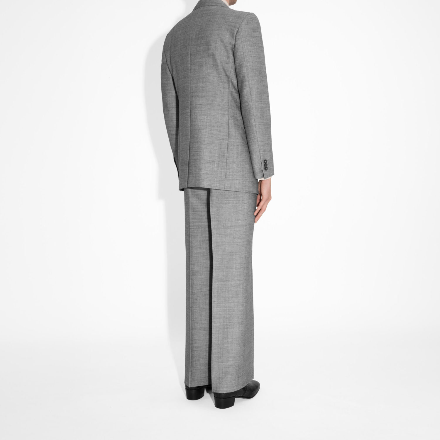 SINGLE-BREASTED SUIT IN VISCOSE, WOOL AND GOAT HAIR - GREY - Image 3