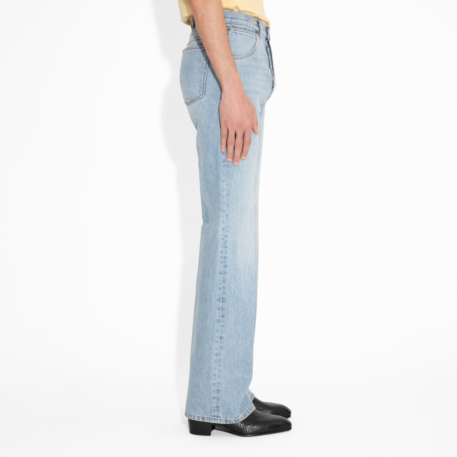 FLARED HIGH-WAISTED JEANS IN DENIM - BLUE STONE WASH - Image 4