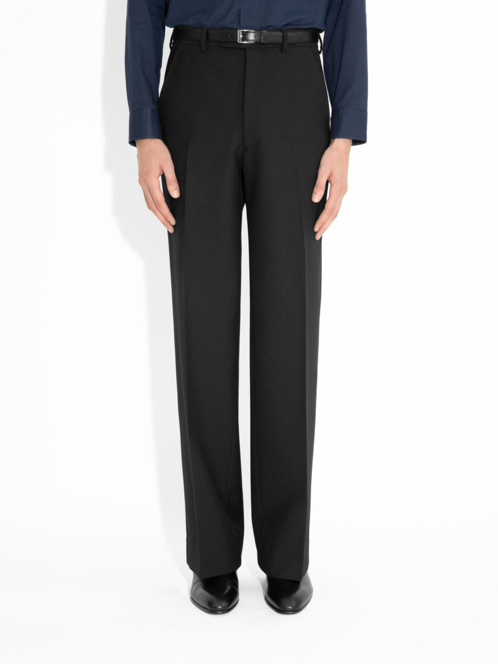 FLARED HIGH-WAISTED TROUSERS IN FRESCO - BLACK